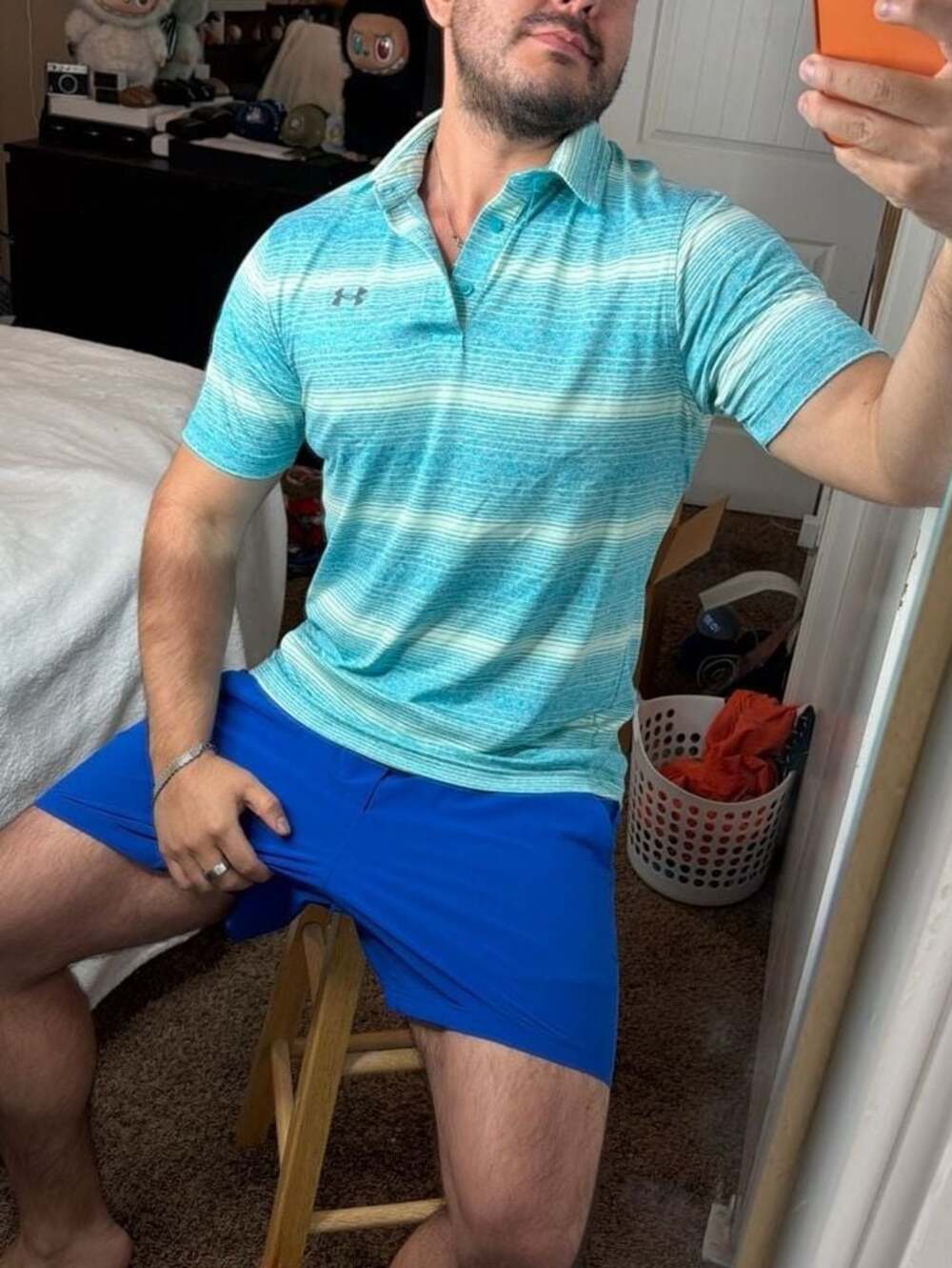 Under Armour Loose Heat Gear Striped Polo Shirt Men's - Picture 2 of 8